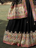 Rich Black Thread Embroidered Silk Function Wear Lehenga Choli With Dupatta