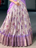Precious Purple Floral Printed Silk Traditional Lehenga Choli