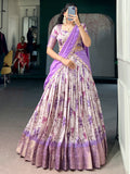Precious Purple Floral Printed Silk Traditional Lehenga Choli