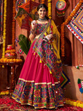 Luxurious Red Mirror Work Cotton Festive Special Lehenga Choli With Dupatta