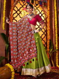 Elegant Green Silk Navratri Wear Lehenga Choli With Thread Work Dupatta
