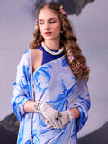 Stunning Sky Blue Floral Printed Satin Event Wear Saree With Blouse