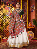 Gorgeous White Lace Work Silk Traditional Lehenga With Blouse