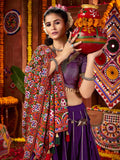 Timeless Purple Lace Work Silk Festive Special Lehenga Choli With Dupatta