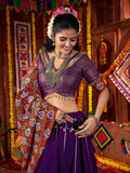 Timeless Purple Lace Work Silk Festive Special Lehenga Choli With Dupatta