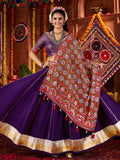 Timeless Purple Lace Work Silk Festive Special Lehenga Choli With Dupatta