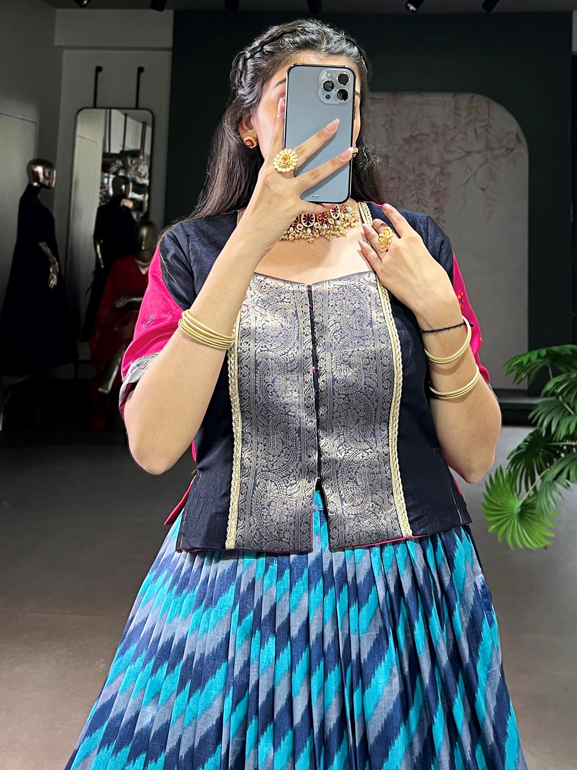 Alluring Blue Leheriya Printed Silk Festival Wear Lehenga Choli