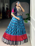 Alluring Blue Leheriya Printed Silk Festival Wear Lehenga Choli