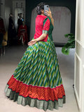 Glamorous Green Zari Weaving Silk Festival Wear Lehenga Choli