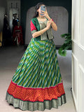 Glamorous Green Zari Weaving Silk Festival Wear Lehenga Choli