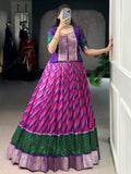 Captivating Purple Leheriya Printed Silk Festival Wear Lehenga Choli