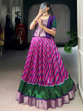 Captivating Purple Leheriya Printed Silk Festival Wear Lehenga Choli
