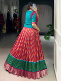 Outstanding Red Leheriya Printed Silk Festival Wear Lehenga Choli