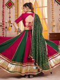Amazing Multi-Color Lace Border Cotton Navratri Special Lehenga With Blouse