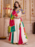 Spectacular Multi-Color Thread Embroidery Cotton Navratri Special Lehenga Choli