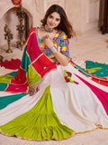 Spectacular Multi-Color Thread Embroidery Cotton Navratri Special Lehenga Choli