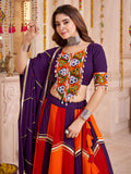 Lavish Multi-Color Lace Work Cotton Traditional Lehenga Choli With Dupatta