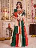 Mesmerizing Multi-Color Cotton Lehenga With Kutchi Patch Work Blouse