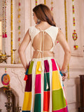 Classy Multi-Color Patch Work Cotton Navratri Wear Lehenga Choli With Jacket