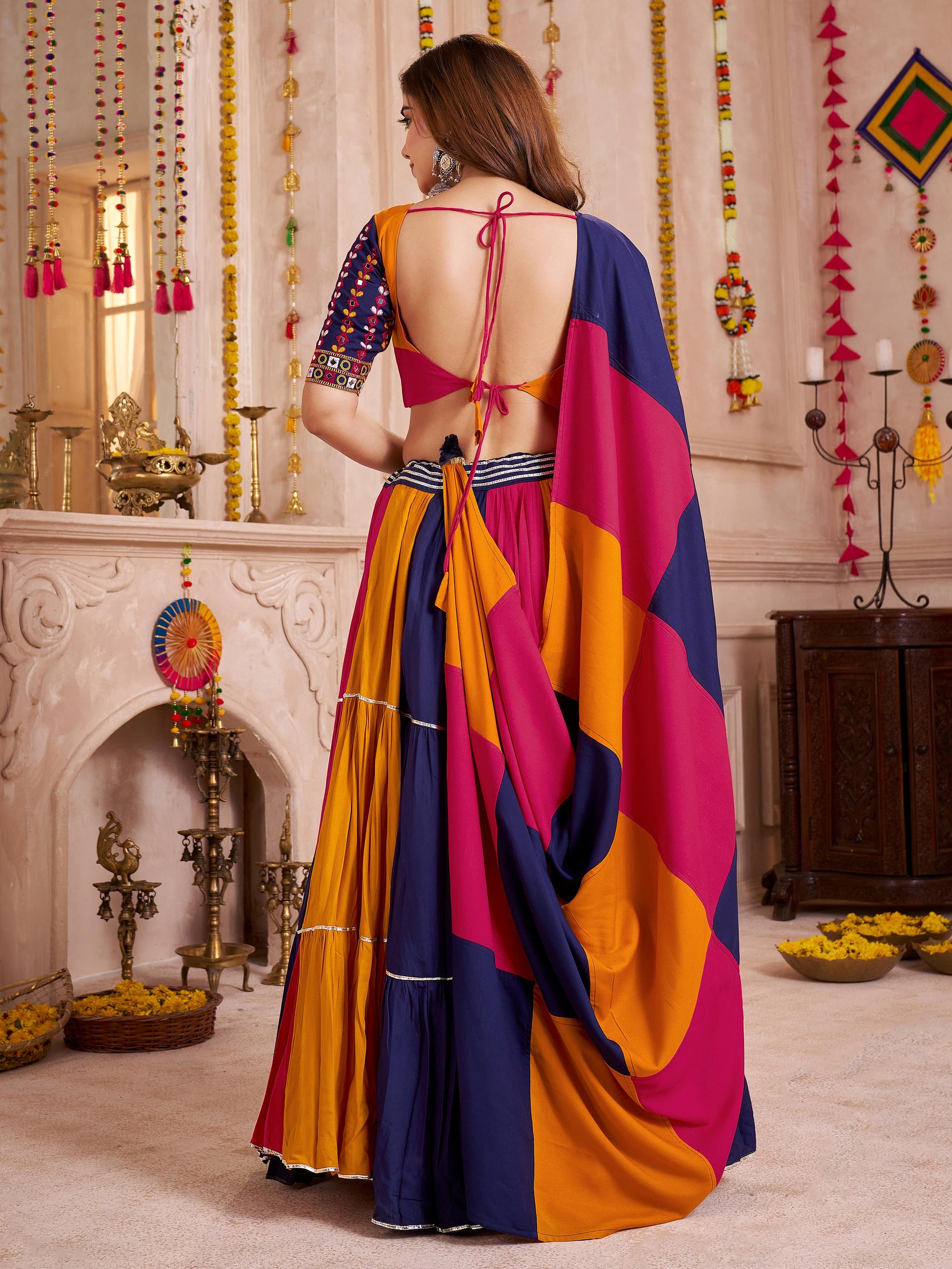 Lovely Multi-Color Kutchi Patch Work Cotton Traditional Lehenga Choli