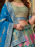 Stunning Blue Zari Weaving Banarasi Silk Engagement Wear Lehenga Choli