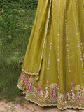 Stunning Green Bead Embroidered Tissue Wedding Wear Lehenga Choli With Dupatta