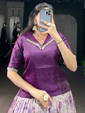 Enchanting Purple Floral Printed Dola Silk Event Wear Co-Ord Lehenga Set