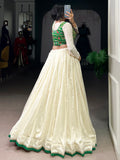 Spectacular Off-White Silk Festival Wear Crop Top Lehenga