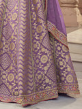 Attractive Lavender Zari Weaving Organza Reception Wear Lehenga Choli