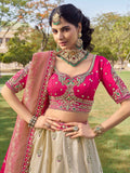Marvelous Off-White Zari Weaving Tissue Designer Lehenga Choli With Dupatta