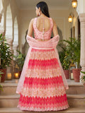 Amazing Pink Zari Work Chinon Festive Wear Lehenga Choli With Dupatta