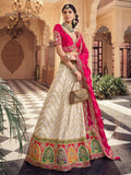 Grand Off-White Zari Weaving Viscose Silk Engagement Wear Lehenga Choli