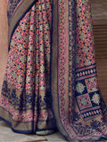 Marvelous Navy Blue Digital Printed Silk Event Wear Saree With Blouse
