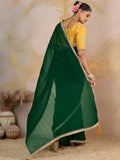 Fantastic Green Sequins Georgette Mehendi Wear Saree With Blouse