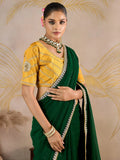 Fantastic Green Sequins Georgette Mehendi Wear Saree With Blouse