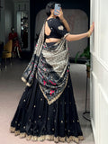 Fabulous Black Embroidered Silk Function Wear Lehenga Choli