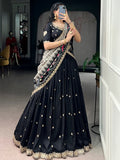 Fabulous Black Embroidered Silk Function Wear Lehenga Choli