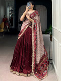 Charming Maroon Embroidered Silk Festive Wear Lehenga Choli