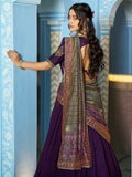 Elegant Purple Sequins Silk Wedding Wear Lehenga Choli With Dupatta