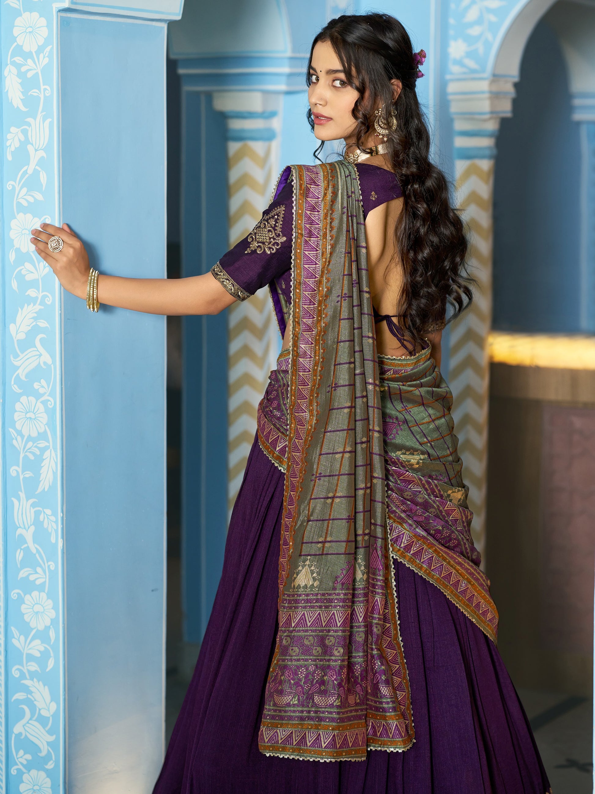 Elegant Purple Sequins Silk Wedding Wear Lehenga Choli With Dupatta