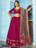 Stylish Rani Pink Sequins Silk Festivals Wear Lehenga Choli With Dupatta