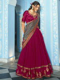 Stylish Rani Pink Sequins Silk Festivals Wear Lehenga Choli With Dupatta