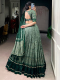 Lavish Green Kalamkari Printed Silk Traditional Half Saree Lehenga