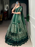 Lavish Green Kalamkari Printed Silk Traditional Half Saree Lehenga
