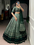 Lavish Green Kalamkari Printed Silk Traditional Half Saree Lehenga