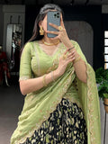 
Graceful Black Kalamkari Silk Wedding Wear Lehenga Choli
