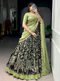 
Graceful Black Kalamkari Silk Wedding Wear Lehenga Choli
