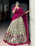 Fashionable Cream Kalamkari Silk Traditional Wear Lehenga Choli