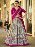 Outstanding Cream Kalamkari Silk Festival Wear Lehenga Choli With Dupatta