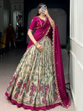 Fashionable Cream Kalamkari Silk Traditional Wear Lehenga Choli